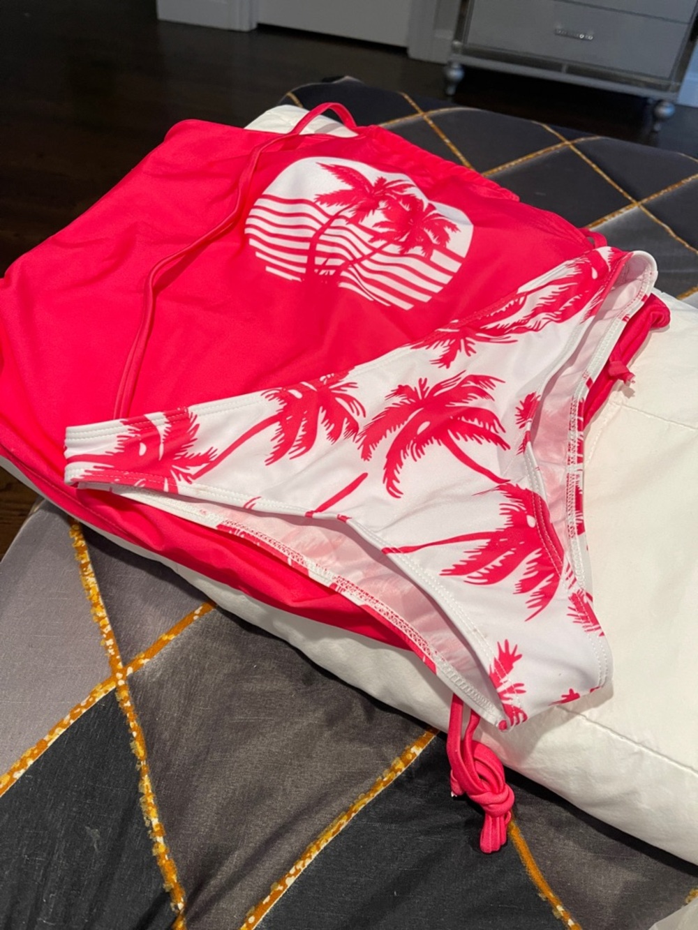 Pink Palm Tree Two-Piece Swim Set Brand New - Picture 5 of 9